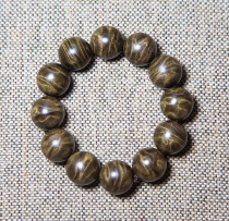 Gloomy golden silk Nanmu hand string small leaf Zhennan ebony green material 2 0 Buddha beads 360 degrees full of Gentian collection