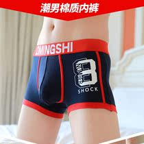 Student underwear mens boxers cotton breathable trend personality printing letters boys four corner underwear underpants men
