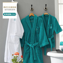 Hotel five-star mens and womens yukata pure cotton nightgown long spring and summer couple cotton absorbent parent-child bathrobe