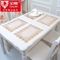 PVC hình chữ nhật mạ vàng đế lót ly mat vải lau tay placemat bát cách nhiệt mat mat pad nhựa chiếu bảng nồi mat Tây - Khăn trải bàn mẫu khăn trải bàn đám cưới đẹp