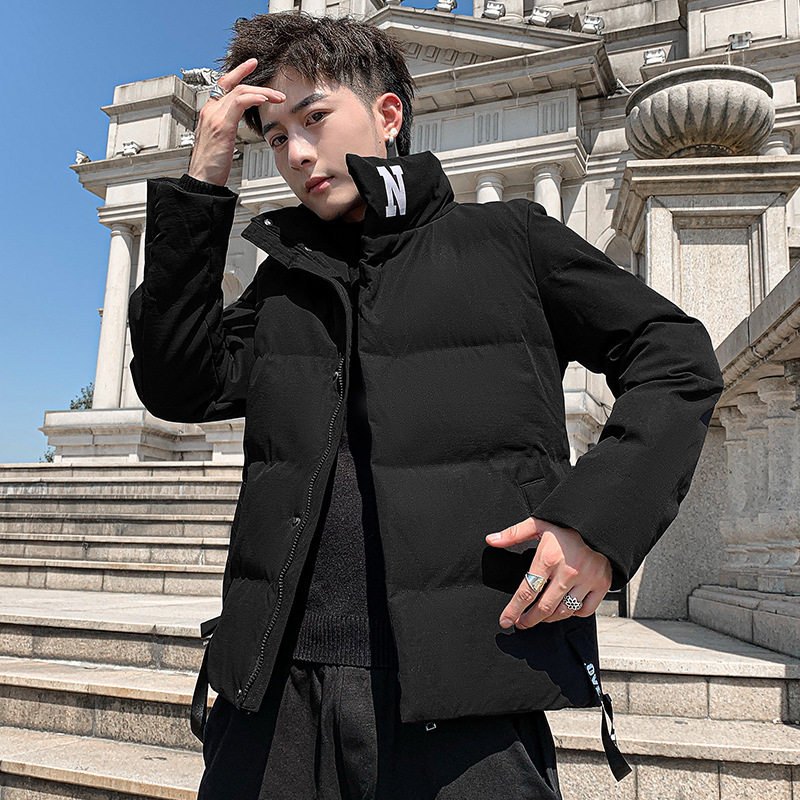 2020 winter new cotton-padded jacket men's Korean style shorts stand-up collar loose thickened youth casual padded jacket coat cold protection