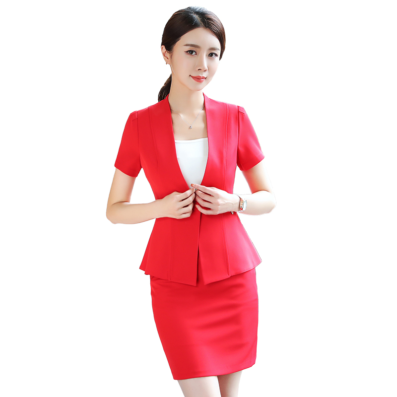 workclothes làm đẹp nhỏ phù hợp với mùa hè mới bàn khách sạn phía trước bộ đồng phục thời trang váy khí chuyên nghiệp phù hợp với phụ nữ của