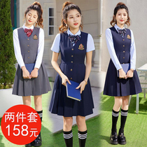 Summer dress suit teacher kindergarten teacher garden uniform two-piece set fashionable temperament kindergarten teacher clothing work clothes