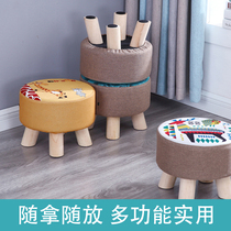 Solid wood shoe cabinet Shoe stool Multi-functional fabric small bench low bench Household door living room simple coffee table Sofa stool