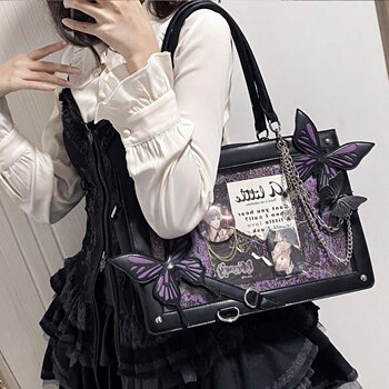 Labyrinth Butterfly Pain Bag New Dark Style Tote Bag Anime Badge Girl Handheld Crossbody Bag Gothic