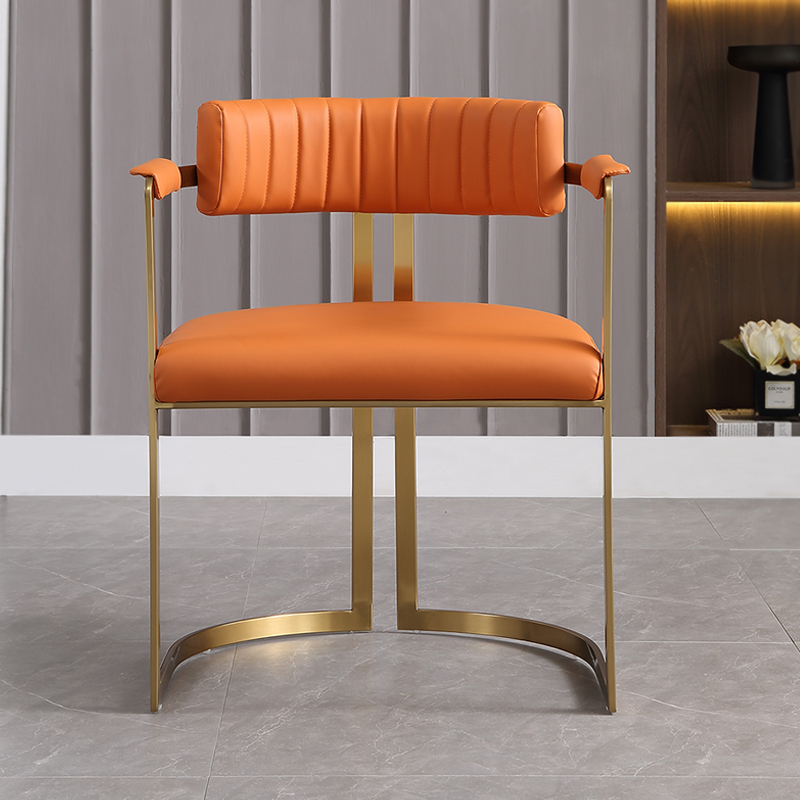 Leather Chair Dining Chair Light Luxury Study Room Negotiation Chair Stainless Steel Chair Tea Chair Master Chair Mahjong Chair Special