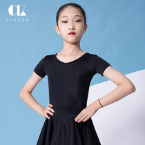 Sikaso childrens dance practice clothing tops girls competition grade examination clothing short-sleeved Latin dance clothing summer G1007