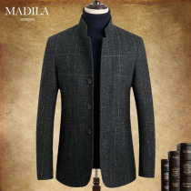 Matila wool tunic mens 2021 Spring and Autumn slim version Tang Suit flip-up collar jacket Coat jacket