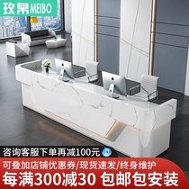 Paint front desk Reception desk Company office bar Hotel Simple modern beauty salon Curved hotel cashier