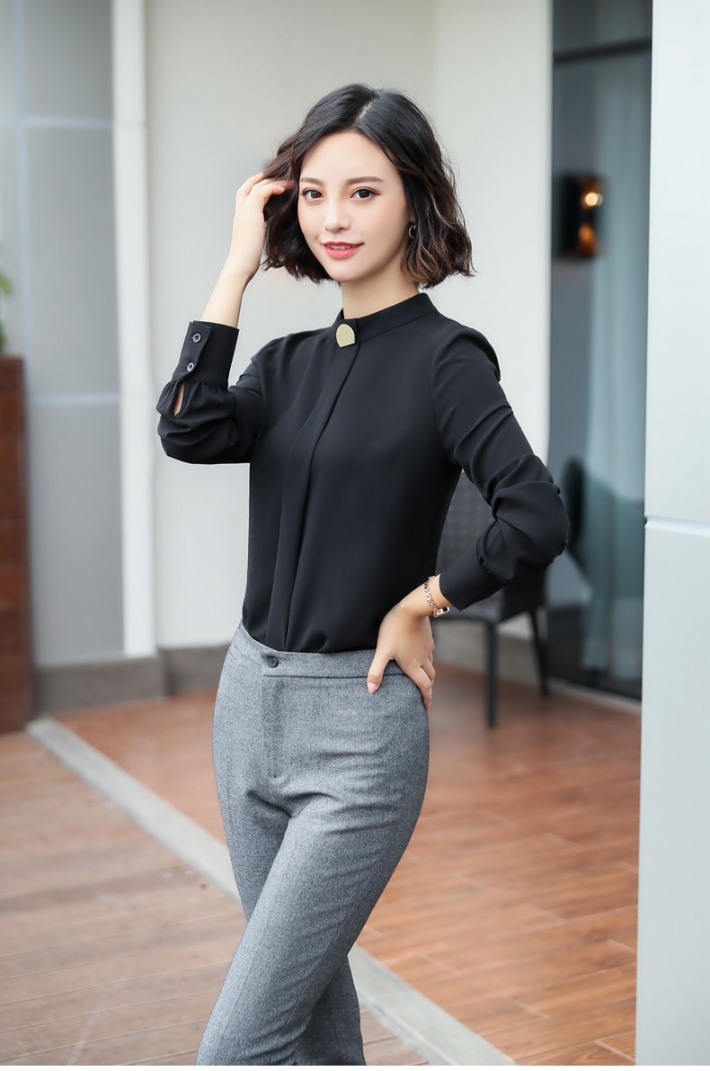 2018秋季新款职业装衬衣女时尚气质衬衫长袖