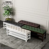 Solid wood shoe bench American shoe rack door home European style shoes stool shoe cabinet imitation leather can sit on the entrance storage stool