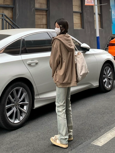 纯哥家 Джинсы, весенние эластичные штаны, тренд сезона, высокая талия, свободный прямой крой