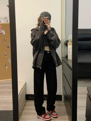 纯哥家 Весенние прямые свободные джинсы, ретро штаны, 2025 года, тренд сезона, высокая талия, свободный крой, подходит для подростков