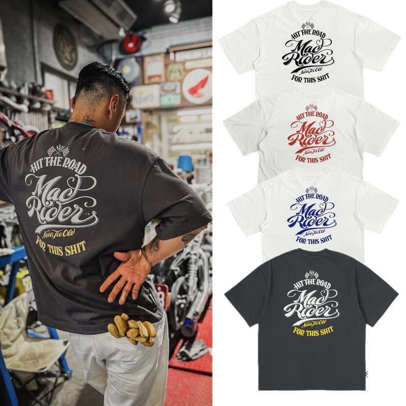 Trendy Brand Mdns Shawn Yue American Street Style Motorcycle Retro Print Heavyweight 320g Loose Casual Short-Sleeve T-Shirt for Men Trendy Brand Mdns Shawn Yue American Street Style Motorcycle Retro Print Heavyweight 320g Loose Casual Short-Sleeve T-Shirt for Men
