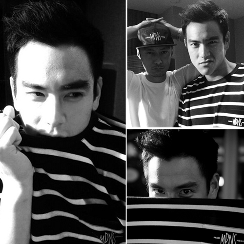 Tide brand MDNS Peng Yuyan Yu Wenle summer striped short-sleeved T-shirt men's half-sleeved Hong Kong style trend loose bottoming shirt