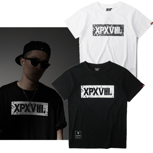 Zhou Berhao XPX Marble Spotted with the same male T-shirt half-sleeve shirt round collar TEE lovers pure cotton crumbled short sleeve damp