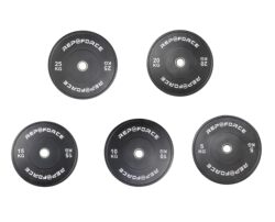 Repforce Full Rubber Black Large Hole Barbell Plate 150kg