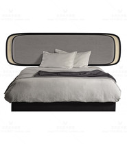 Modern Chinese style rattan solid wood master bedroom double upholstered bed American light luxury designer model room rattan fabric bed