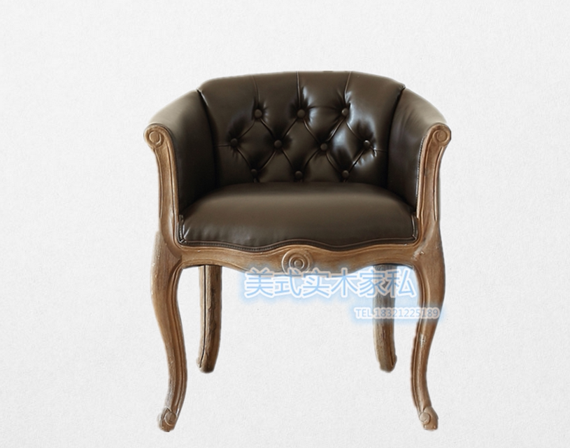 Spot American solid wood dining chair French retro single leisure sofa chair European coffee chair computer chair surround chair
