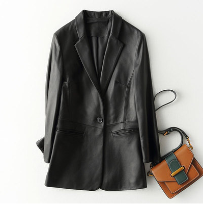 2021 New Haining Fur Dress Woman a slim commuter casual sheep skin suit coat is thin