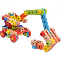 L138 wooden nut removable educational toy with various disassembly and assembly screw car model combinations
