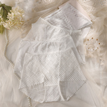 Pure Desire Sexy Briefs Female New Lace Pure Cotton Crotch Summer No Marks Medium-high Waist Big Code Small Angle Lady Shorts