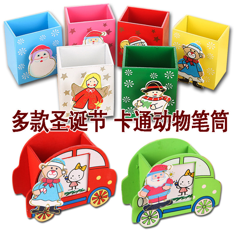 Christmas Gifts Student Cartoon Wooden Pen Holder Cute Pencil Storage Holder Holiday Birthday Gift Specials