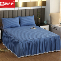 Thickened cotton bed skirt type 1 8 m bed cover single piece non-slip sheet dust cover 1 5m bed three-piece set