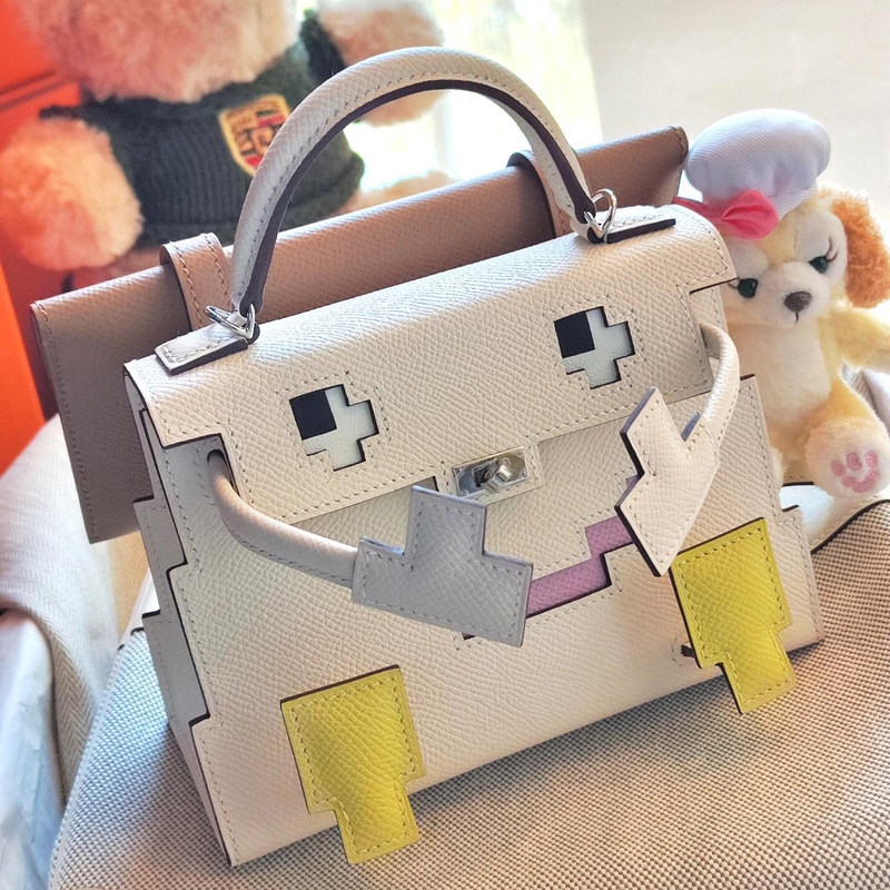 2026 New Handmade Wax Thread Mosaic Doll Bag Imported Cowhide Kelly Bag Millennium Doll Bag for Women Small