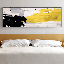 Pure hand-painted handmade oil painting yellow abstract bedroom bedside hanging painting modern luxury hotel banner model room decorative painting