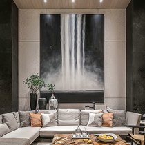 Modern simple pure hand-painted oil painting abstract black and white waterfall hanging painting living room dining room large-scale custom mural decorative painting