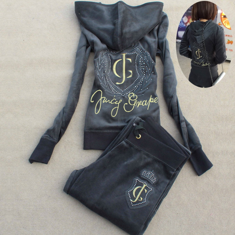 2022 Spring and Autumn Goose Down Sportswear Suit Juicy Grape Classic Straight Pants Fashion Casual Thick Cotton Women's Trend