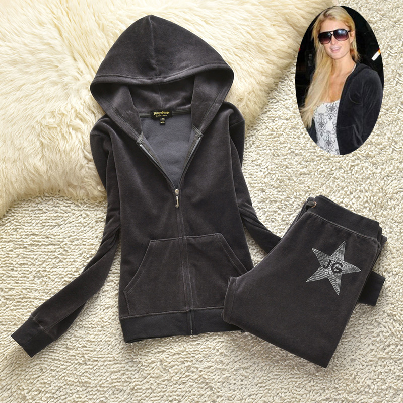 22 spring and autumn velvet sports suit juicy grape five-pointed star ironing diamond fashion sweater two-piece women's fashion