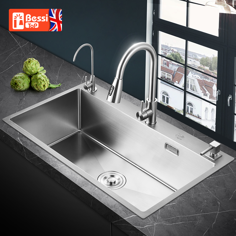 British Beschder 304 stainless steel wash basin single tank Kitchen sink thick dishwashing sink sink sink dishwashing sink