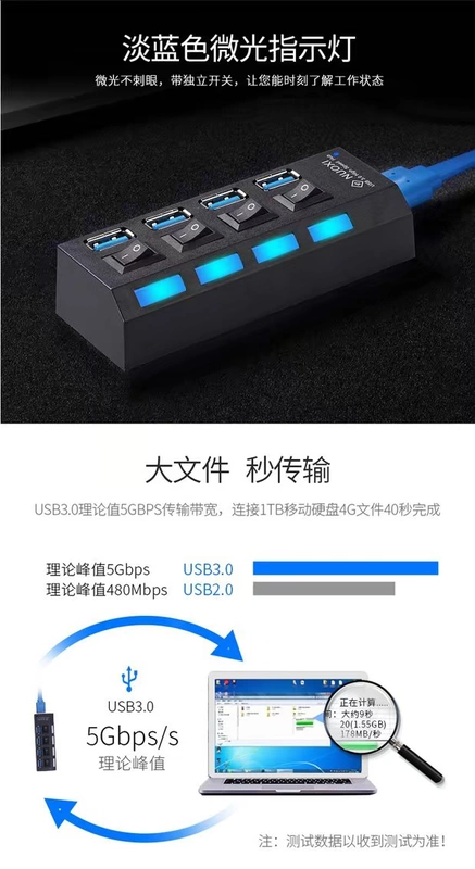 Splitter USB hub 3.0 hub Desktop PC Máy tính xách tay đa tốc độ chậm Bốn mở rộng giao diện chuyển đổi - USB Aaccessories cáp micro usb