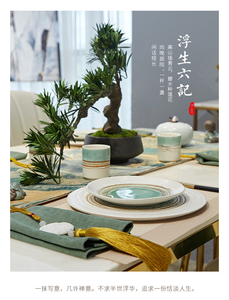 New Chinese style ceramic tableware suit dishes household creative restaurant table light of key-2 luxury furnishing articles between example soft decoration