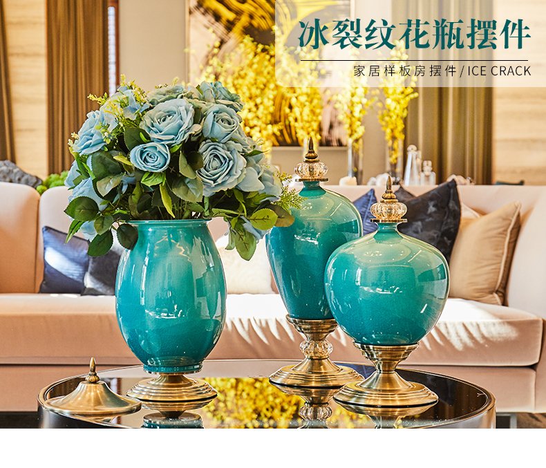 European vase furnishing articles flower arranging ceramic example room sitting room porch ark, American TV cabinet table home decoration