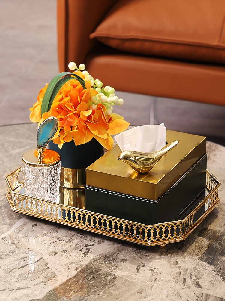 Light luxury wind tissue box European luxury net Red living room Household American coffee table Creative napkin storage box Toilet paper box