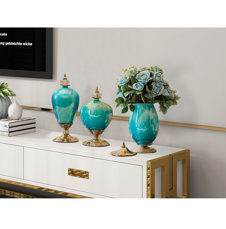 European vase furnishing articles flower arranging ceramic example room sitting room porch ark, American TV cabinet table home decoration