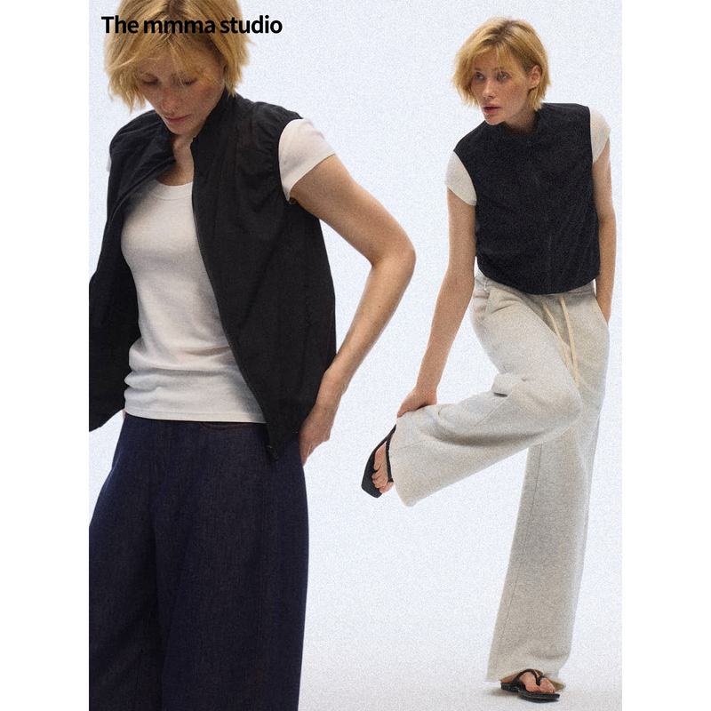 Outdoor Sports Black Shoulder Vest Jacket for Women, Summer Casual Versatile Road Cycling Thin Sleeveless Top