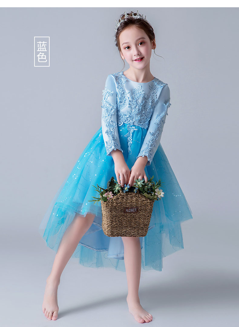 Váy bé gái công chúa váy dài tay bé gái váy cưới pettiskirt trang phục piano cộng với váy dạ hội nhung bé gái mùa đông áo vest trẻ em