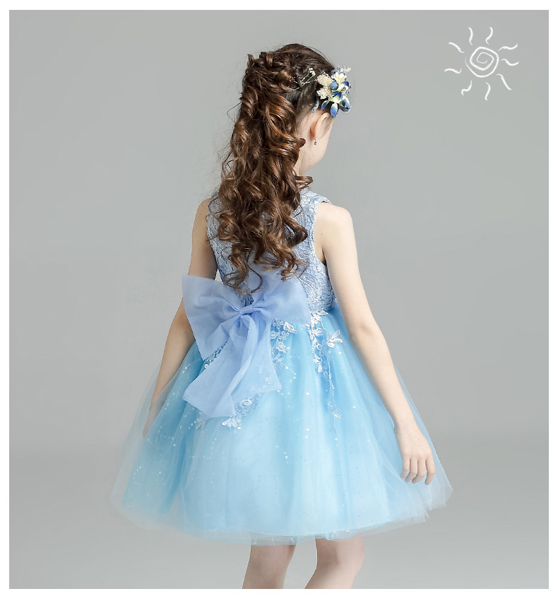 2018 new blue flower cô gái ăn mặc wedding girl pettiskirt trẻ em công chúa váy cô bé sàn catwalk máy chủ đầm đẹp cho be gái 7 tuổi