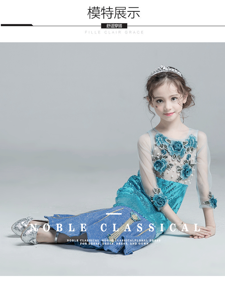 Cô bé trang phục Cô Bé Lọ Lem công chúa váy cô gái ăn mặc trẻ em ăn mặc cô gái nàng tiên cá cho thấy mô hình sàn catwalk váy công chúa trẻ em