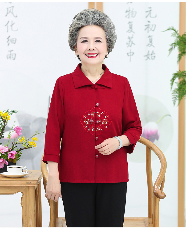Áo bà già mùa hè tay áo bà vợ hai mảnh 60 tuổi 70 áo mẹ cũ - Quần áo của mẹ áo khoác cho phụ nữ 40 tuổi