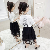 Girls foreign style dress dress 2021 new summer skirt summer two-piece children female summer Net Red Girl summer dress