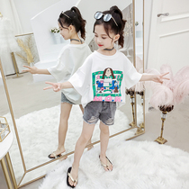 Childrens clothing girls summer 2021 New set childrens foreign style summer two-piece summer childrens sportswear summer