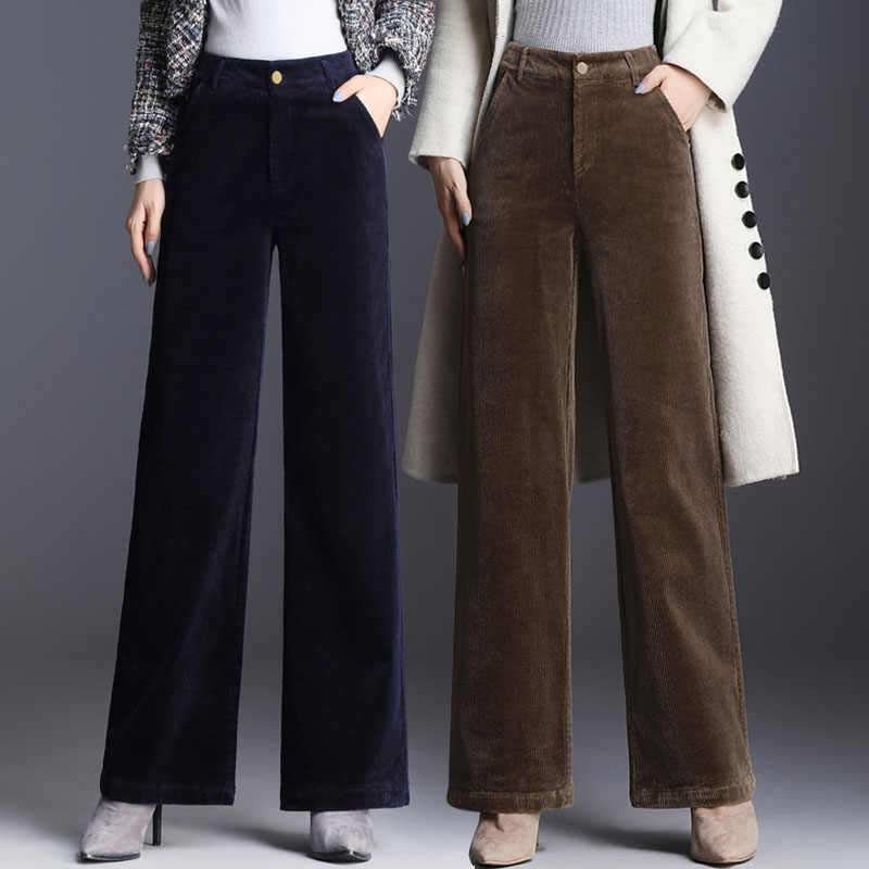 Fine Light Core Suede Pants Autumn Winter New High Waist Wide Pants Casual Pants Women Long Pants Loose Straight Drum Suede Women Pants