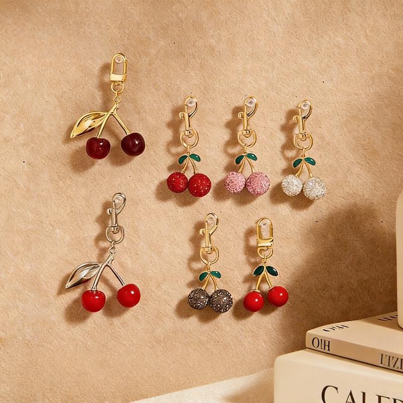 Luxury Craftsmanship Suitable for Coach Keychains, Exquisite and High-End Keychain Accessories, Cherry Bag Charms Luxury Craftsmanship Suitable for Coach Keychains, Exquisite and High-End Keychain Accessories, Cherry Bag Charms