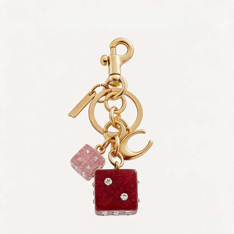 Luxury Craftsmanship Suitable for Coach Bags, Dice Pendant, Underarm Bag, Exquisite Cherry Keychain Accessory Luxury Craftsmanship Suitable for Coach Bags, Dice Pendant, Underarm Bag, Exquisite Cherry Keychain Accessory