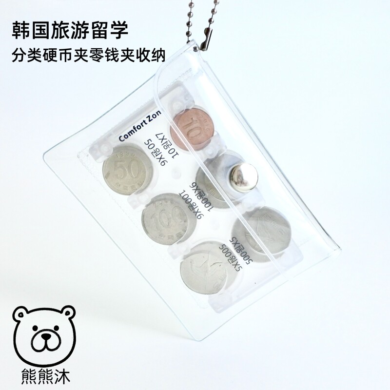 Korean Coin Organizer for Travel, Korean Won Coin Sorting Wallet, Coin Holder, Essential Travel Accessory